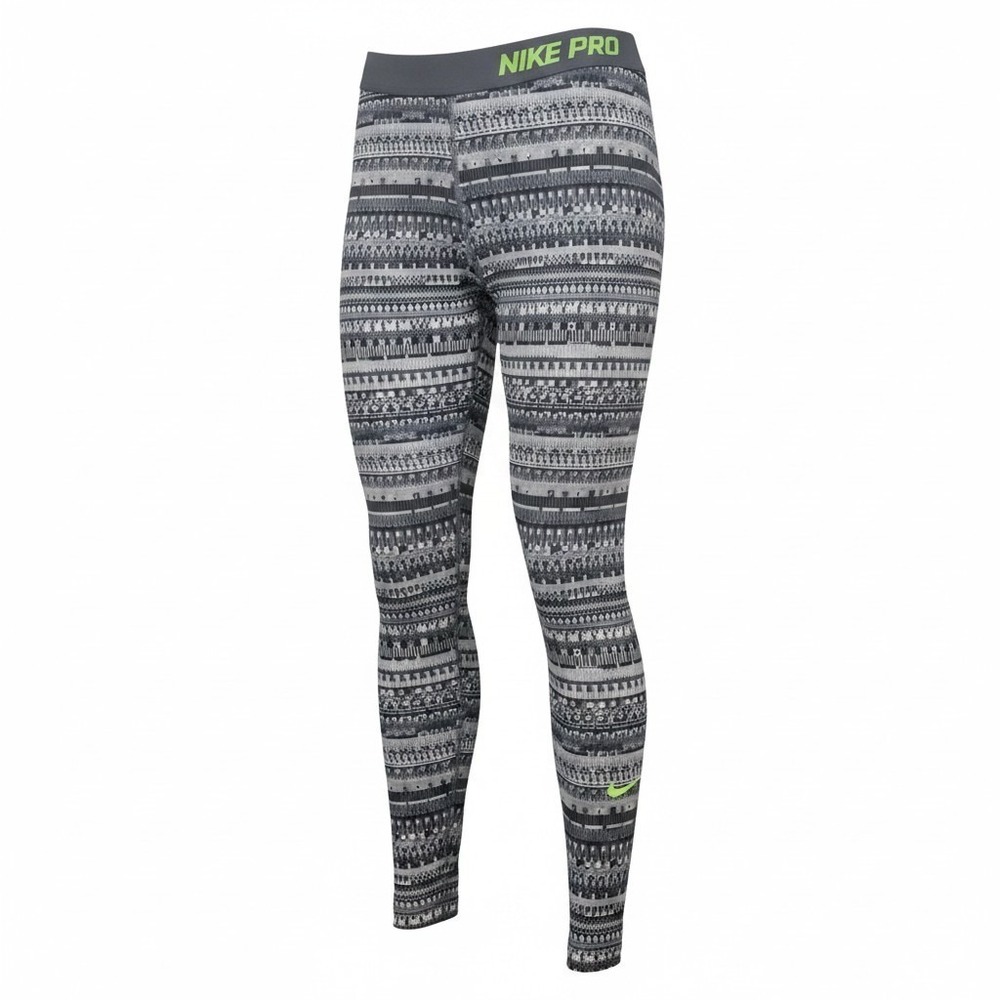 Nike Pro Dri-FIT Womens Small Geometric Pixel Print‎ Leggings Black White Green